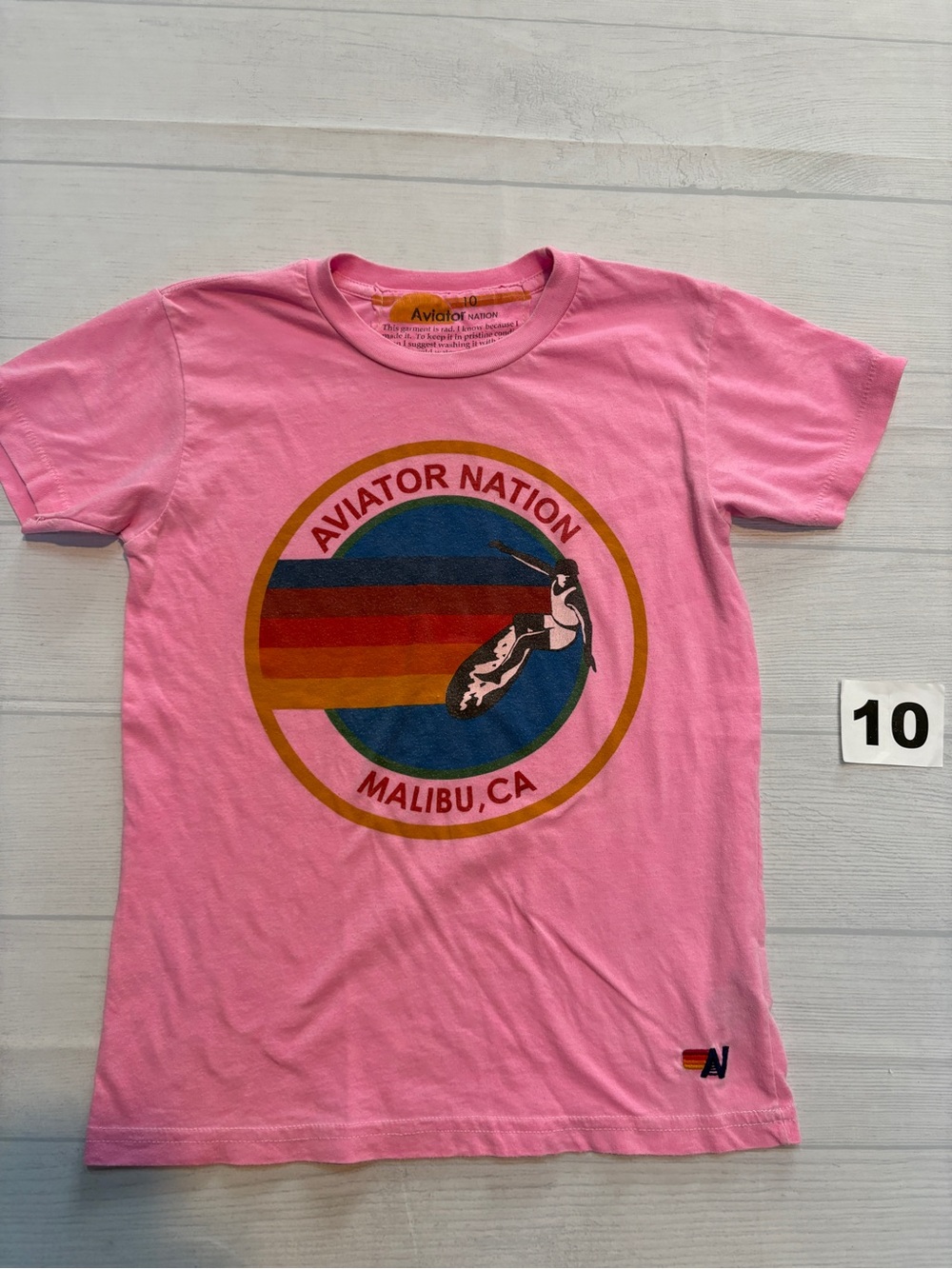 Aviator Nation Pink Malibu Circle Logo Short Sleeve Tee